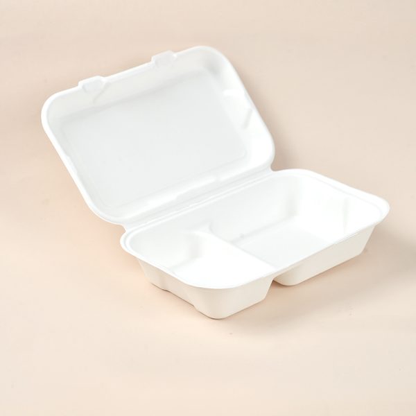 9x6 2-compartment clamshell food box